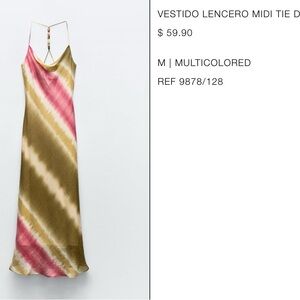 ZARA Maxi Green & Pink Tie-die Dress